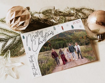 Boho Christmas Photo Card Template: Editable Holiday Card (Digital)