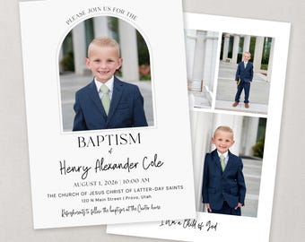 LDS Baptism Invitation Template | Modern Canva Design Boy or Girl (Digital Download)