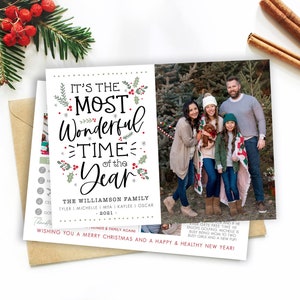 Christmas Card Template | Christmas Cards Template 5x7 | Photo Year in Review | Editable Christmas Card | Holiday Card Template | Photoshop