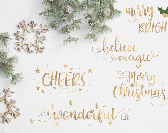 Christmas Overlays - Holiday Word Art - Overlays for Photographers - Christmas Word Art - Gold Overlays