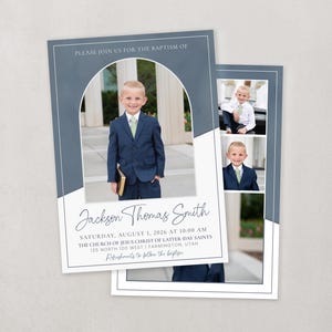 LDS Baptism Invitation Boy, Editable Template, Printed Invitation, Photo Invite, Corjl
