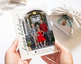Minimalist Christmas Photo Card Template: Editable Holiday Card (Digital)