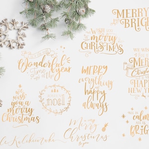 Kerst overlays - Holiday Word Art - Overlays voor fotografen - Christmas Word Art - Gold Overlays