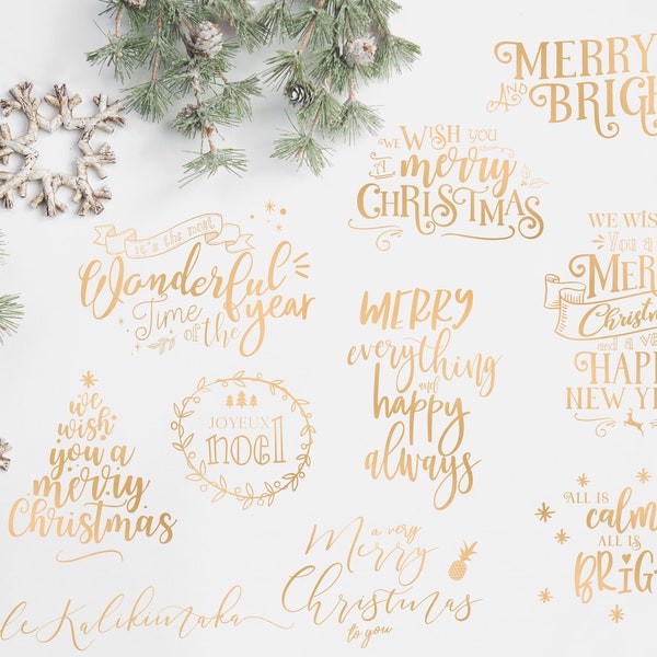 Christmas Overlays - Holiday Word Art - Overlays for Photographers - Christmas Word Art - Gold Overlays