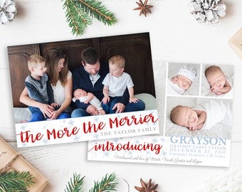 Christmas Card Template - The More the Merrier - Christmas Template for Photoshop - Photographer Template - Digital Design