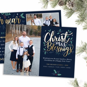 Weihnachtskartenvorlage - religiöse Feiertagskarte - Weihnachtssegen - frohe Weihnachten - Fotokartenvorlage - bearbeitbare Photoshop-Karte