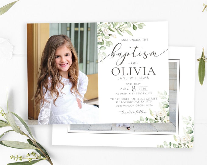 Elegant LDS Baptism Invitation | LDS Baptism Invitation Girl | Baptism Invitation | LDS Baptism | Baptism Invitations Girl | Baptism Girl