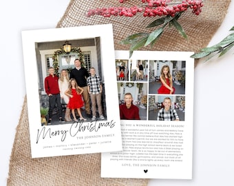 Minimalist Photo Christmas Card Template: Year in Review (Photoshop)