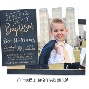 LDS Baptism Invitation Boy | Baptism Invitation | LDS Baptism Invitation | Boy Baptism Invitations Digital | Baptism Announcement | Corjl