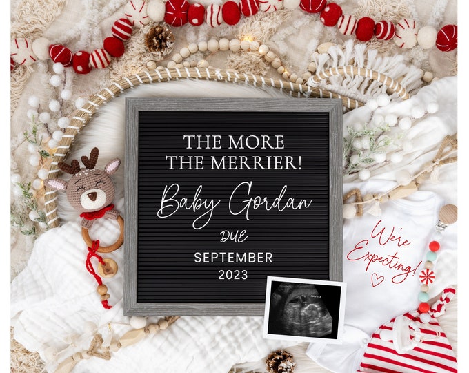 Christmas Pregnancy Announcement - Christmas Baby Announcement - Digital Pregnancy Announcement - The More the Merrier - Digital Download