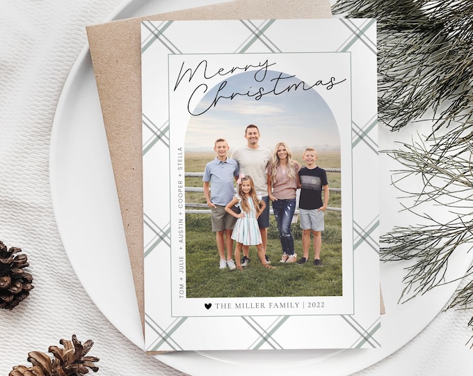 Christmas Card Template | Christmas Cards Template 5x7 | Photo Year in Review | Editable Christmas Card | Simple | Photoshop