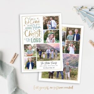 Religious Christmas Card Template | Christmas Cards Template 5x7 | Photo Year in Review | Editable Christmas Card Templates | Corjl
