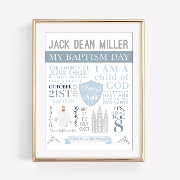 LDS Baptism Printable - LDS Baptism Gift - Boys Baptism Keepsake - Baptism Sign - Subway Word Art Printable - Choose the Right - CTR - Corjl