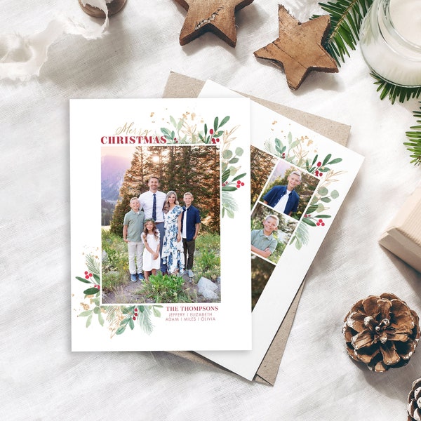 Christmas Card Template | Christmas Cards Template 5x7 | Photo Christmas Card | Editable Christmas Card | Holiday Card Templates | Photoshop