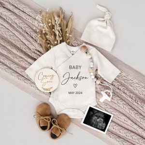 Boho Digital Pregnancy Announcement for Social Media - Customizable with Sonogram and Personal Details - Instant Download
