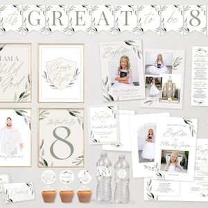 LDS Baptism Kit | LDS Baptism Invitation Girl or Boy | Baptism Decorations | Editable Baptism Program | Baptism Printable | Corjl