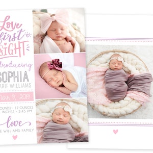 Birth Announcement Template | Birth Announcement Girl | Birth Card Girl | Birth Announcement Card | Newborn Announcement Card