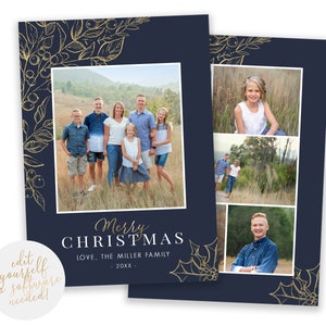 Plantilla de tarjeta de Navidad / Plantilla de tarjetas de Navidad 5x7 / Tarjeta de Navidad con foto / Tarjeta de Navidad editable / Plantillas de tarjetas navideñas / Corjl