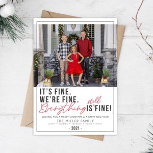 Funny 2021 Holiday Card Template | It's Still Fine Christmas Cards | 5x7 Holiday Card Template | Editable Photo Card Digital | Corjl