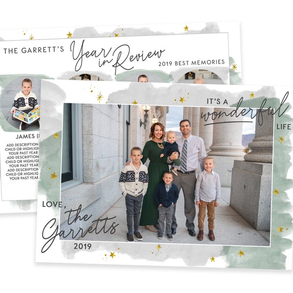 Christmas Card Template - It's a Wonderful Life - Year in Review - Holiday Card Template - Photo Card Template