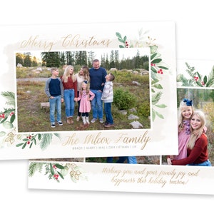 Floral Christmas Card Template | Christmas Cards Template 5x7 | Photo Card | Editable Christmas Card | Holiday Card Templates | Photoshop