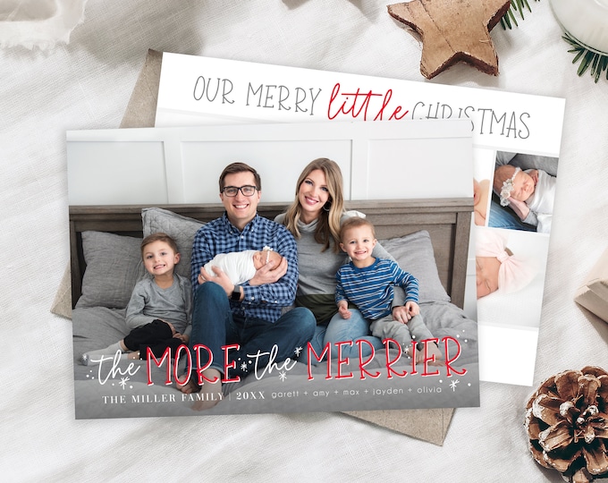 The More the Merrier Christmas Birth Announcement Template - Christmas Template for Photoshop - Photographer Template - Digital Design