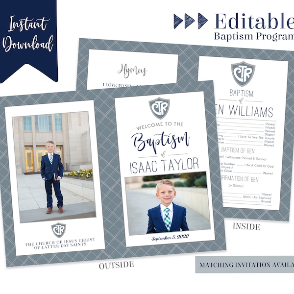 LDS Baptism Program | Baptism Program Boy | LDS Baptism Program | Baptism Program Template | LDS Baptism | Boy Baptism Program | Corjl