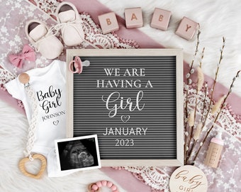 Digital Baby Girl Announcement: Social Media Gender Reveal (Instant Download)