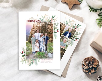 Floral Christmas Photo Card Template 5x7 (Photoshop)
