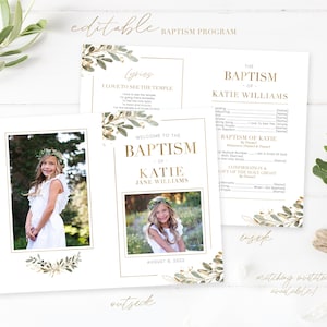 LDS Baptism Program Girl Baptism Program LDS Baptism Invitation LDS Girls Baptism Program