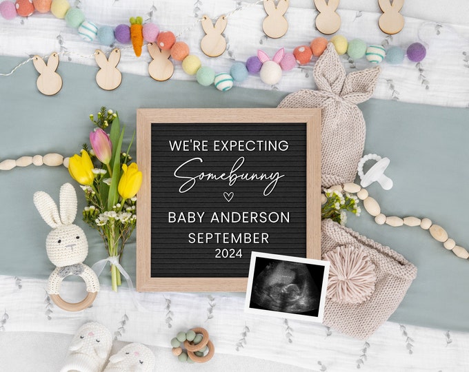 Easter Digital Pregnancy Announcement for Social Media - Cute Easter Pregnancy Announcement - Customizable with Sonogram - Instant Download