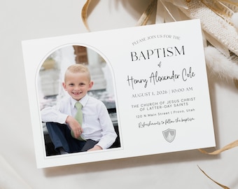 LDS Baptism Invitation Template | Modern Canva Design Boy or Girl (Digital Download)