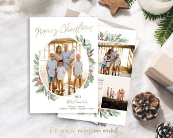 Christmas Card Template | Christmas Cards Template 5x7 | Photo Christmas Card | Editable Christmas Card | Holiday Card Templates | Corjl