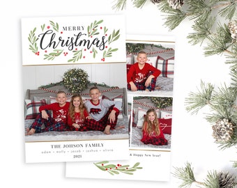 Editable Photo Christmas Card Template 5x7 (Photoshop)