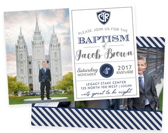 LDS Baptism Invitation - Baptism Invitation - Boy Baptism Invitation - Photographer Template