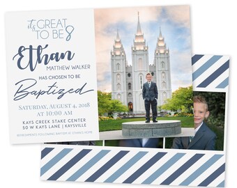 LDS Baptism Invitation - Baptism Invitation - Boy Baptism Invitation - Photographer Template