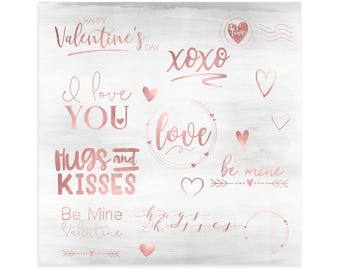 Gold Valentine's Day Overlays - Love Word Art - Overlays for Photographers - Valentine Word Art - Pink Gold Overlays