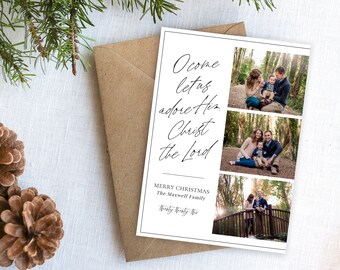 Religious Christmas Photo Card Template: O Come Let Us Adore Him (Corjl)