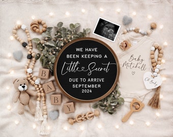 Digital Pregnancy Announcement, Neutral, Social Media, Facebook, Instagram, With Sonogram