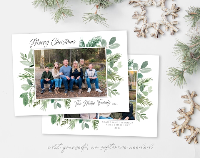 Christmas Card Template | Christmas Cards Template 5x7 | Photo Christmas Card | Editable Christmas Card | Holiday Card Templates | Corjl