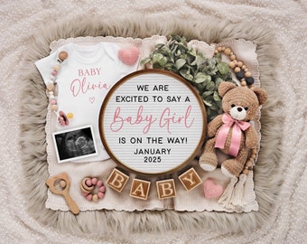 Baby Girl Pregnancy Announcement: Editable Social Media Template (Digital Download)