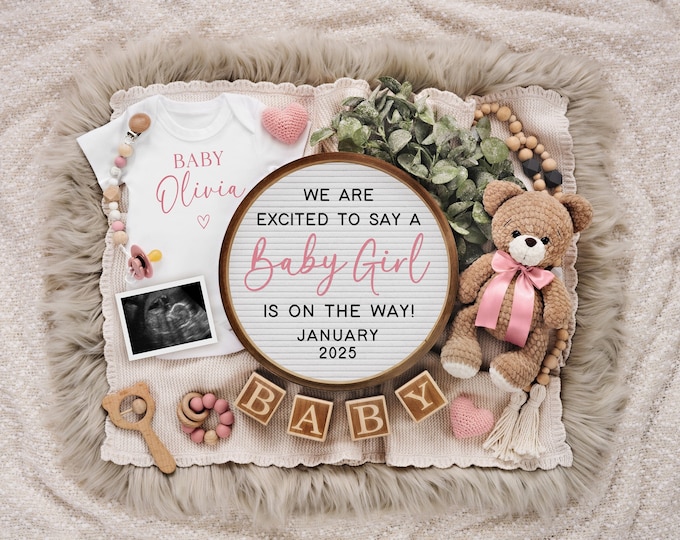 It's a Girl Digital Pregnancy Announcement | Baby Girl  Announcement | Editable Template | Gender Reveal | Social Media | Expecting a Girl