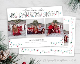 All Is Not Calm Christmas Card Template | Christmas Cards Template | Funny Holiday Card | All is Not Calm but All is Bright | Corjl