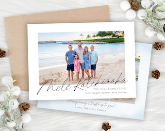 Mele Kalikimaka Christmas Card Template: Hawaii Holiday Photo Card (Photoshop)