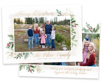 Floral Christmas Photo Card Template 5x7 (Photoshop)