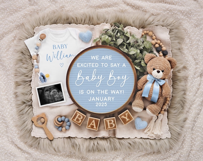 It's a Boy Digital Pregnancy Announcement | Baby Boy  Announcement | Editable Template | Gender Reveal | Social Media | Expecting a Boy