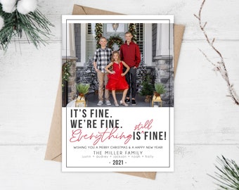 Funny 2021 Holiday Card Template | It's Still Fine Christmas Cards | 5x7 Holiday Card Template | Editable Photo Card Digital | Corjl
