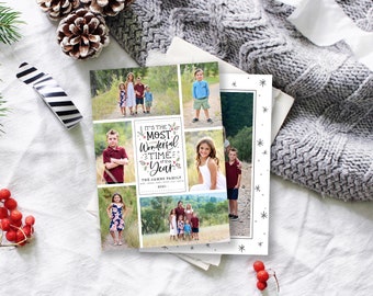 Photo Christmas Card Template 5x7: Editable Holiday Card (Photoshop, Instant Download)