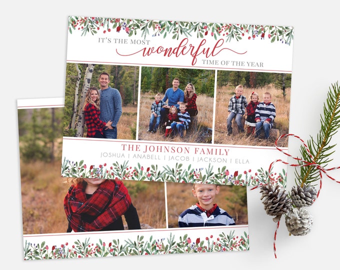 Christmas Card Template - Most Wonderful Time of the Year - Christmas Template for Photoshop - Photographer Template - Digital Design