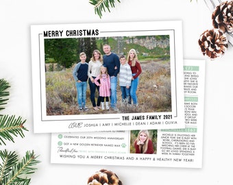 Minimalist Christmas Photo Card Template: Year in Review (Photoshop)